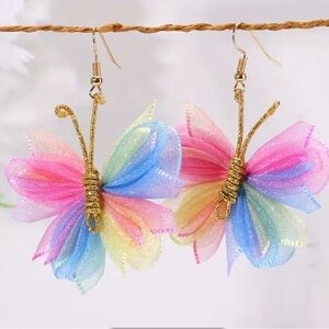 FREE RAINBOW Butterfly Tulle Wired Pierced Earrings When Bundled